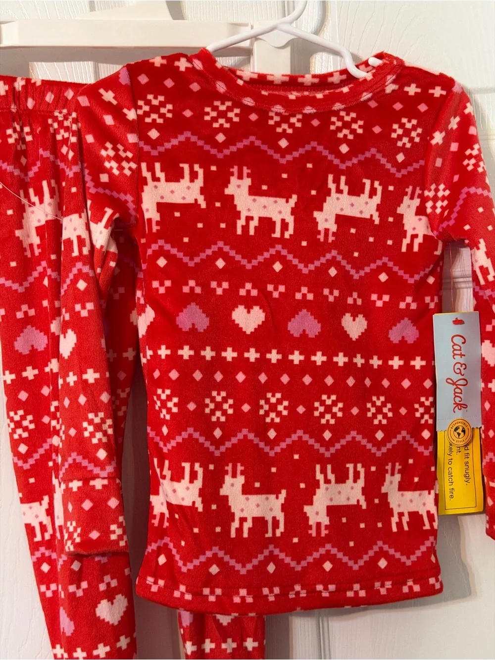 Cat & Jack Red and Pink Holiday Print Kids Pajama Set